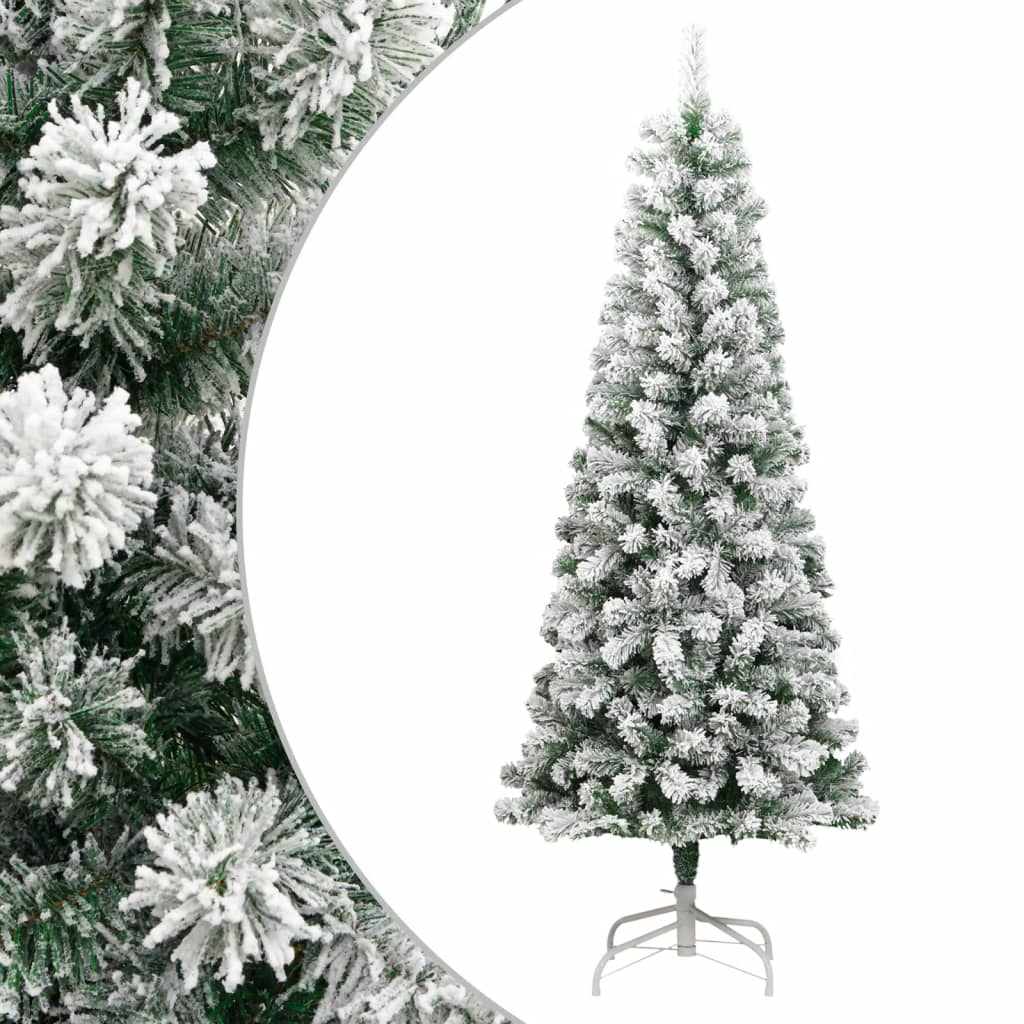 Image of vidaXL Artificial Hinged Christmas Tree with Flocked Snow 180 cm