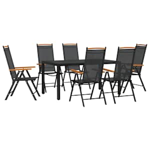 7dílný zahradní jídelní set černý hliník - obrázek 2