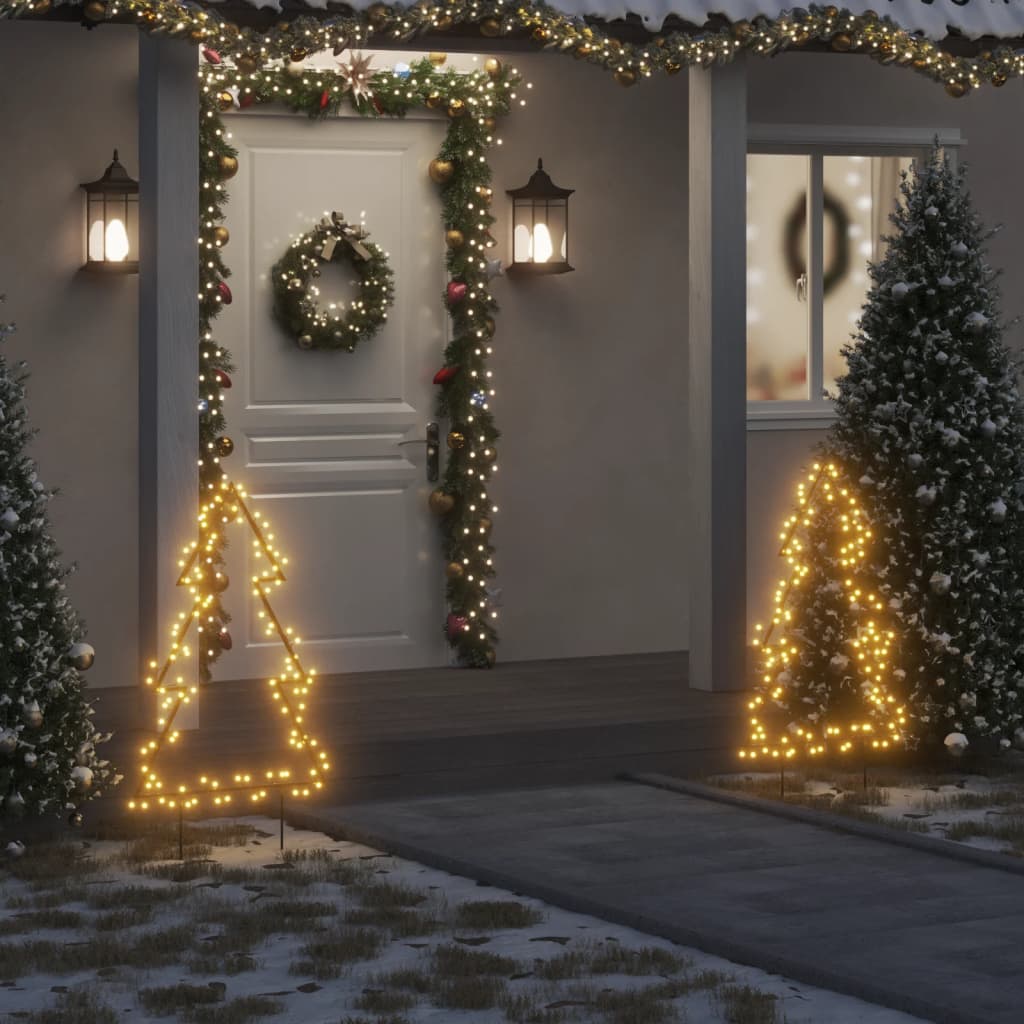 vidaXL juledekoration med jordspyd juletræsfigur 115 LED'er 90 cm