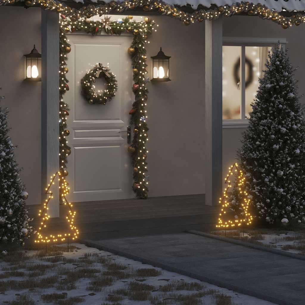 vidaXL Decoração árvore de Natal c/ luz e estacas 80 luzes LED 60 cm