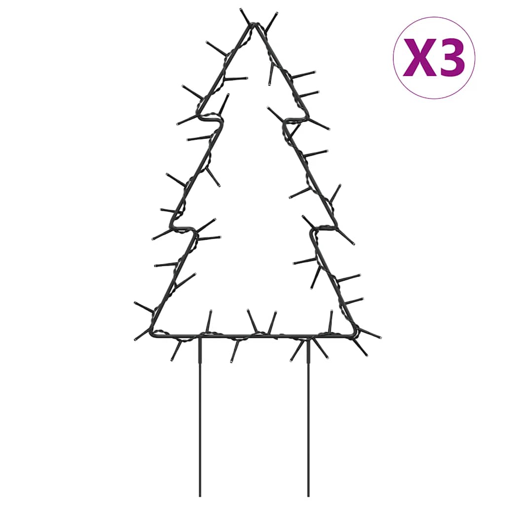 vidaXL Vianočná svetelná dekorácia s hrotmi 3 ks strom 50 LED 30 cm
