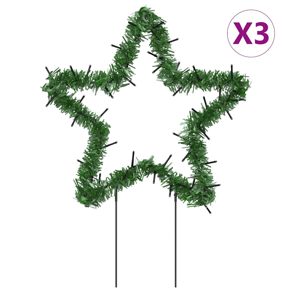 vidaXL Kerstverlichting ster 3 st met grondpinnen 50 LED's 29 cm