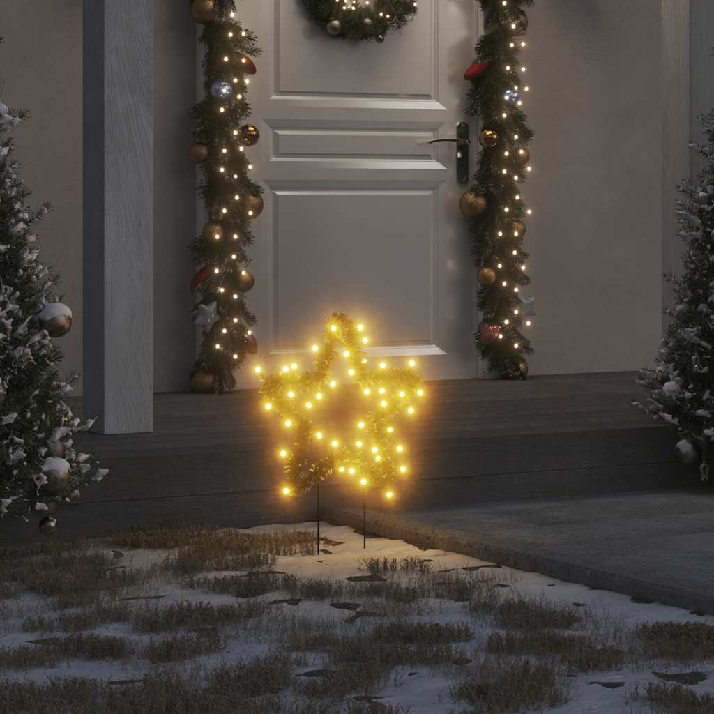 vidaXL Decoração estrela de Natal c/ luz e estacas 3 pcs 50 LEDs 29 cm