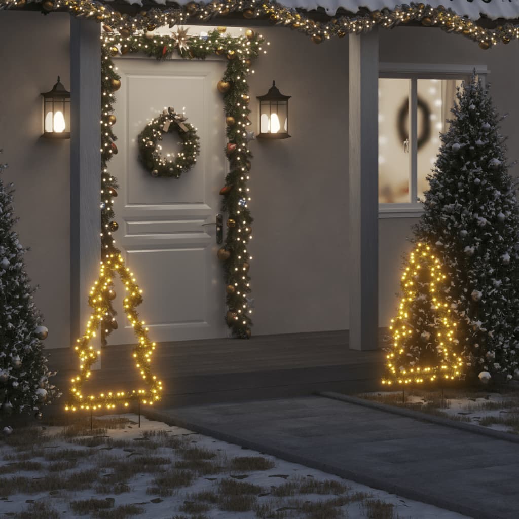 vidaXL juledekoration med jordspyd juletræsfigur 115 LED'er 90 cm