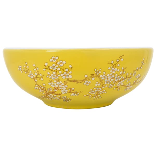 vidaXL valamu t&ouml;&ouml;pinnale, valge ja kollane, &uuml;mar, &Phi;41x14, keraamiline