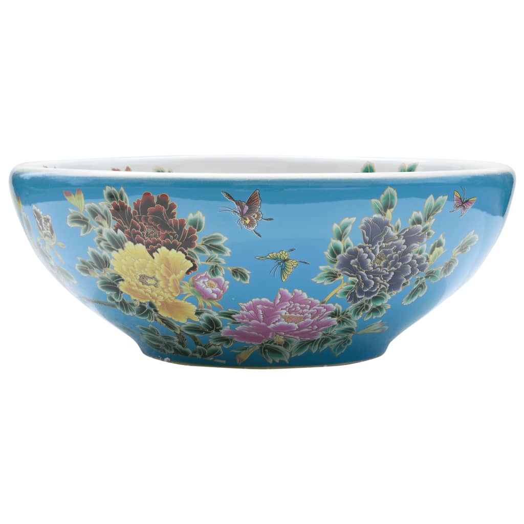 vidaXL Umyvadlo na desku vícebarevné kulaté Φ 41 x 14 cm keramika