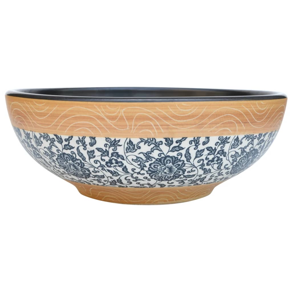 vidaXL Umyvadlo na desku vĂ­cebarevnĂ© kulatĂ© Î¦ 41 x 14 cm keramika
