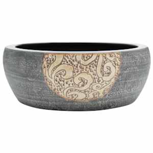 vidaXL valamu t&ouml;&ouml;pinnale, must ja pruun, &uuml;mar, &Phi;41x14, keraamiline