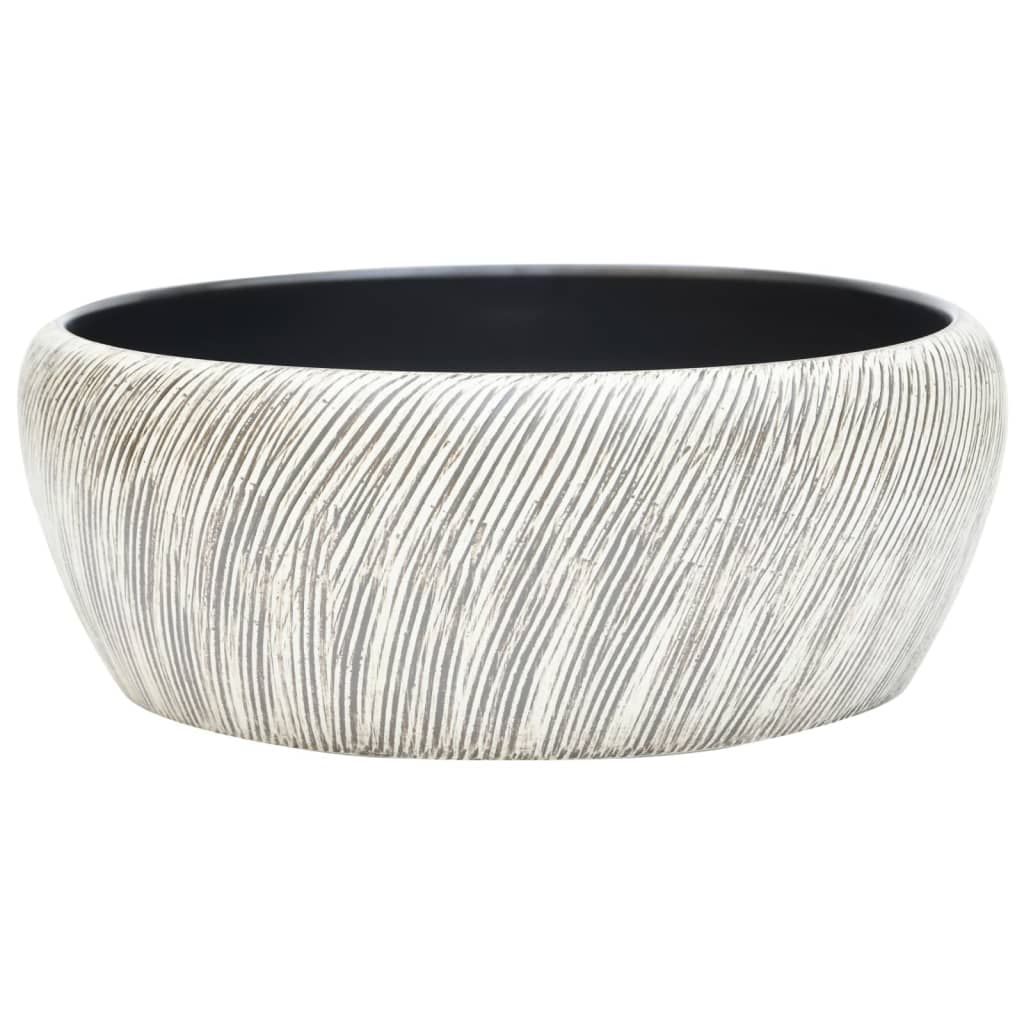 E-shop vidaXL Umývadlo na dosku čierno-sivé okrúhle Φ41x14 cm keramické
