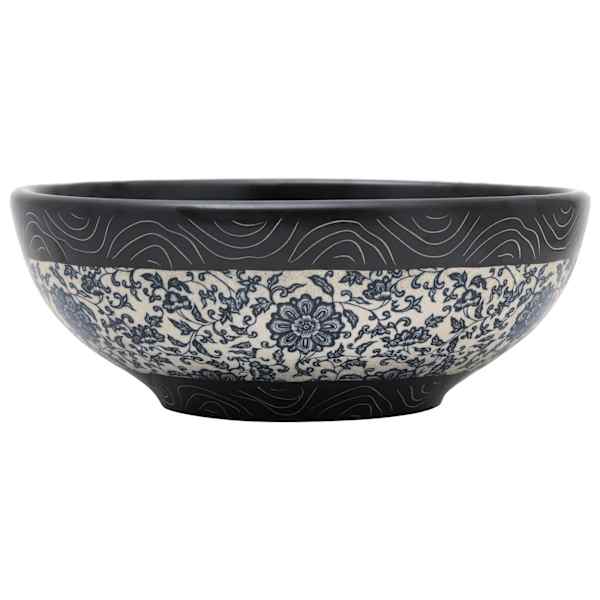 vidaXL valamu t&ouml;&ouml;pinnale, must ja sinine, &uuml;mar, &Phi;41x14, keraamiline