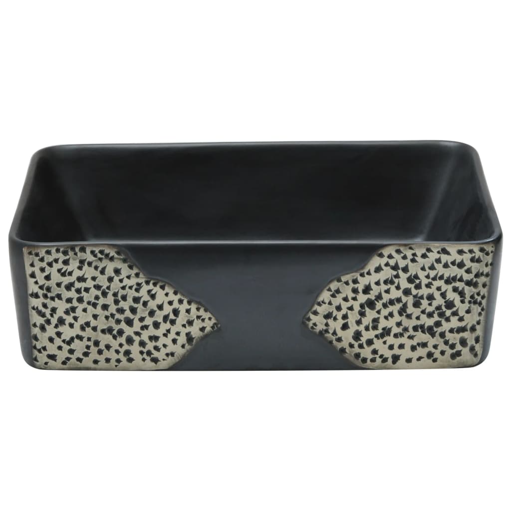 vidaXL Opzetwasbak rechthoekig 46x35,5x13 cm keramiek zwart afbeelding
