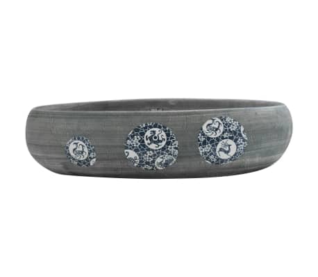 vidaXL Um&yacute;vadlo na dosku siv&eacute; ov&aacute;lne 59x40x15 cm keramick&eacute;