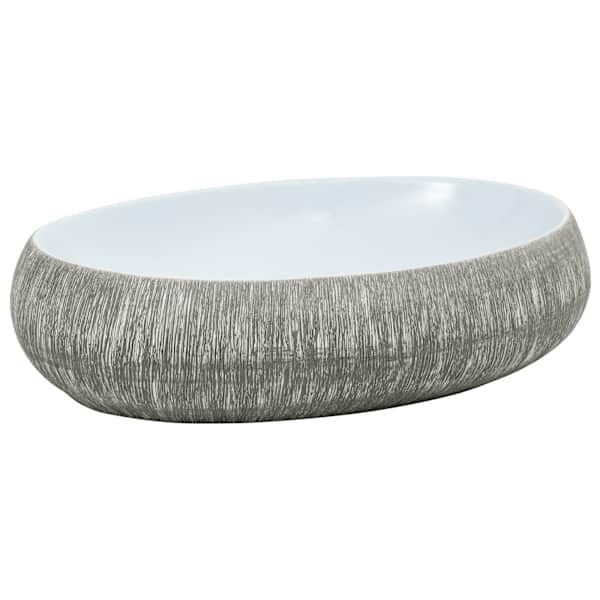 vidaXL valamu t&ouml;&ouml;pinnale, hall/sinine, ovaalne, 59x40x15 keraamiline