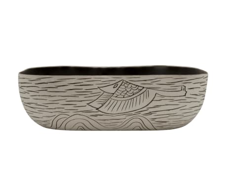 vidaXL Vasque &agrave; poser gris/noir rectangulaire 48x37,5x13,5cm c&eacute;ramique