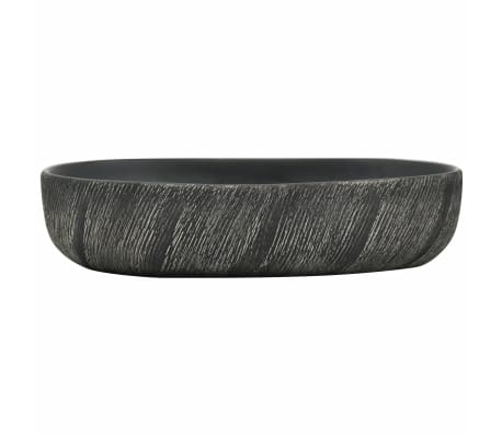 vidaXL Lavatório de bancada oval 59x40x14 cm cerâmica preto