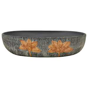 vidaXL Opzetwasbak ovaal 59x40x14 cm keramiek grijs en zwart