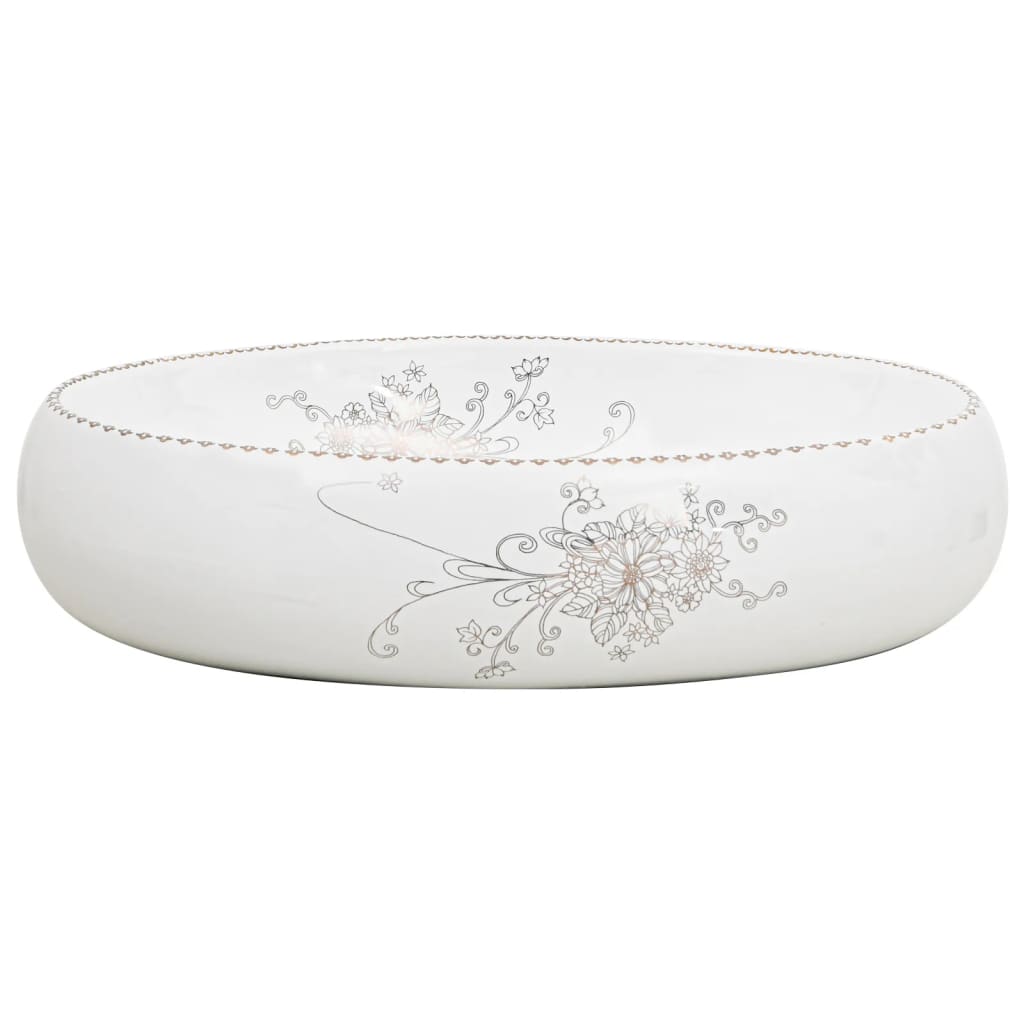 vidaXL Lavoar de blat, alb, 59x40x15 cm, ceramică, oval