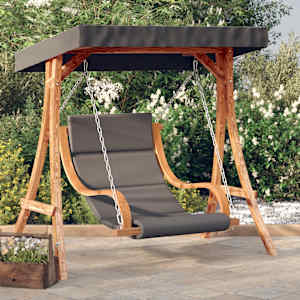 Gugalni stol z blazino in nadstreškom trdna smrekovina