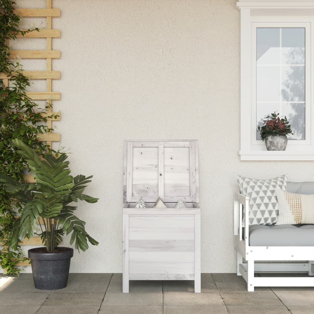 vidaXL Garden Storage Box White 50x49x56.5 cm Solid Wood Fir