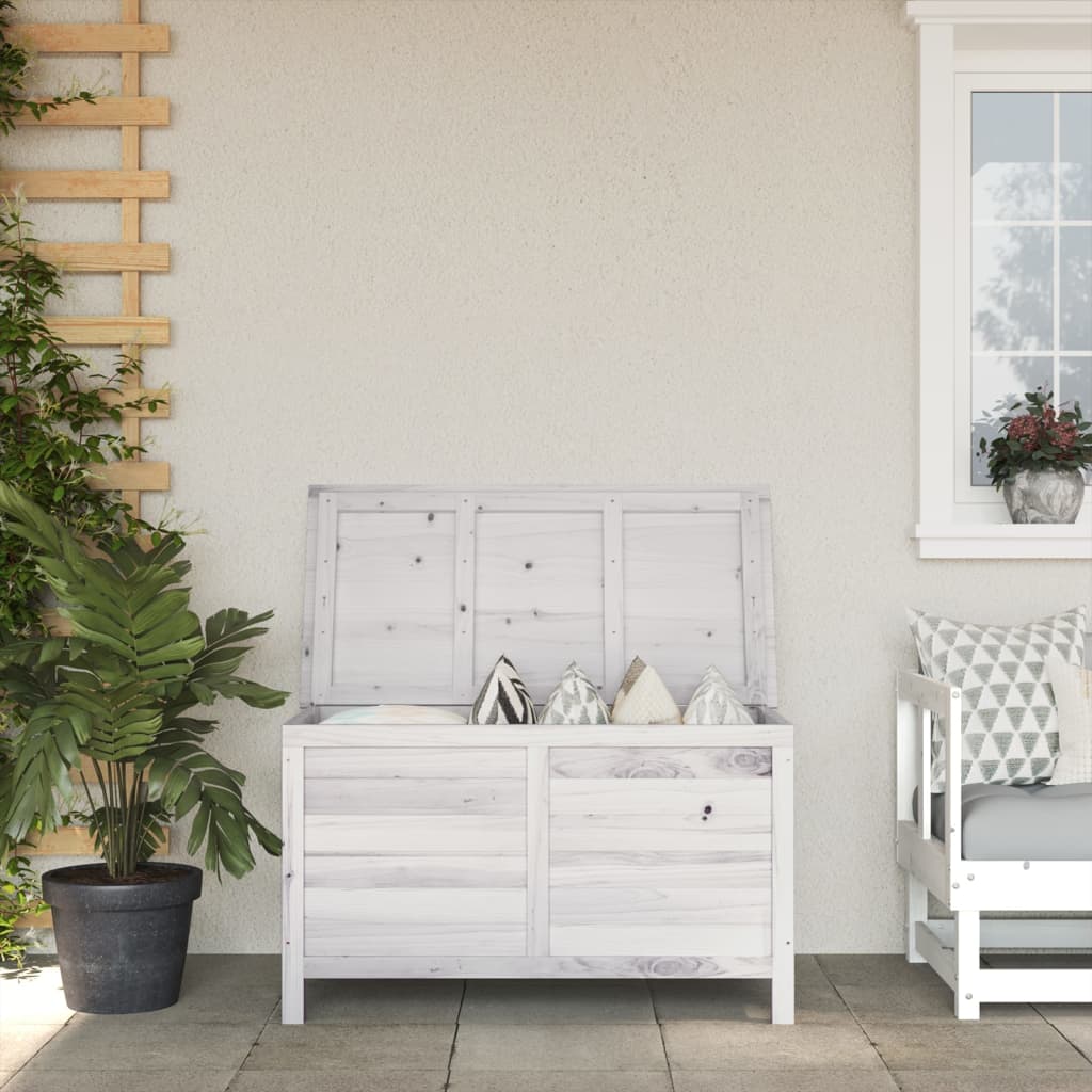 vidaXL Garden Storage Box White 99×49.5×58.5 cm Solid Wood Fir