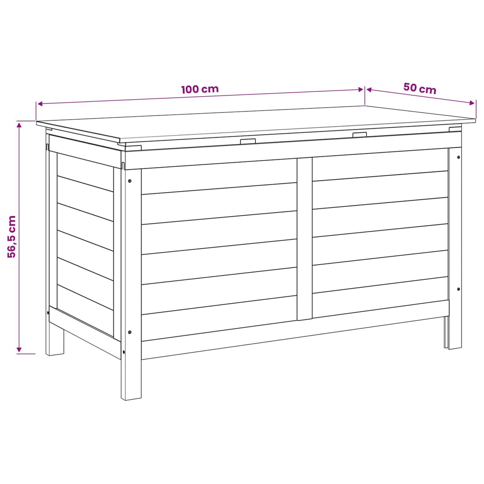 Outdoor Cushion Box Solid Wood Fir size guide