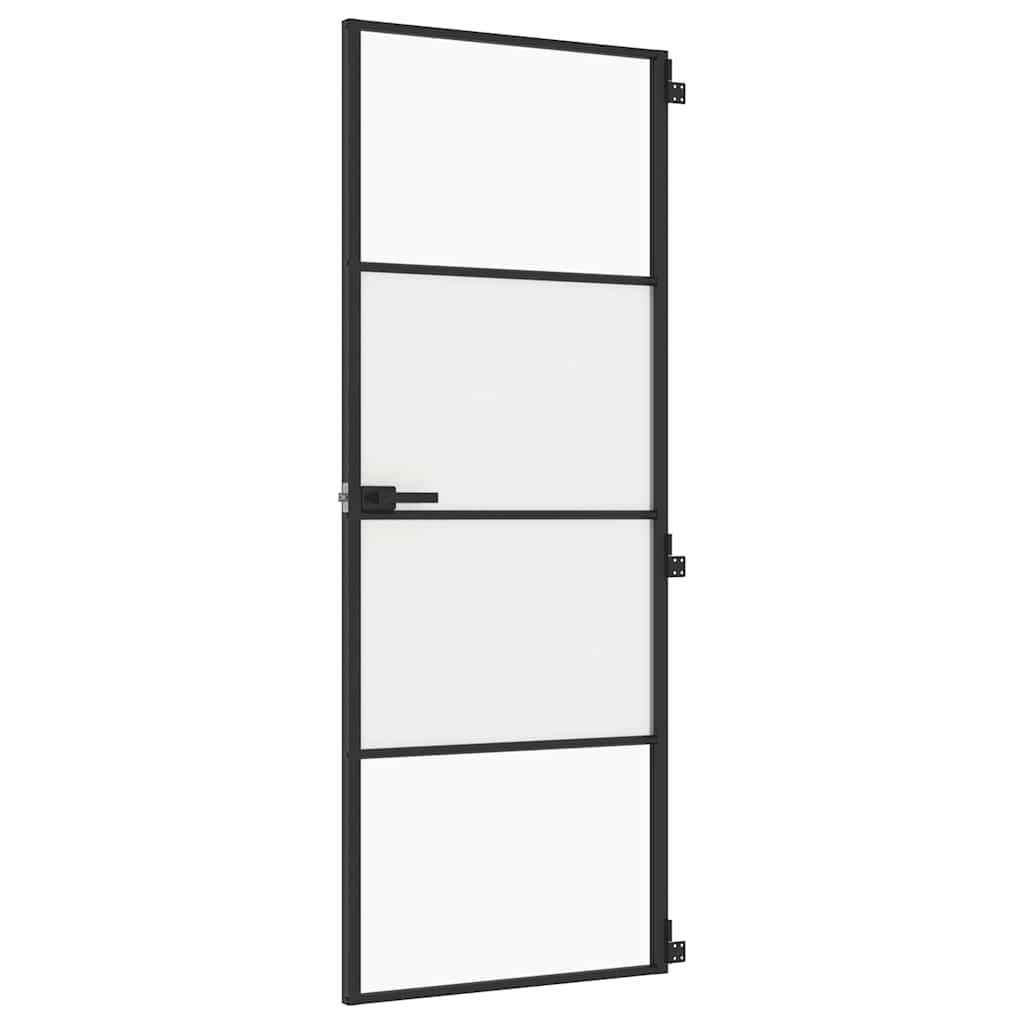 Thumbnail - vidaXL Innentür Schlank Schwarz 76x201,5 cm Hartglas und Aluminium