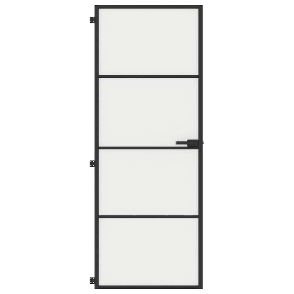 vidaXL fekete edzett üveg és alumínium vékony beltéri ajtó 76x201,5 cm