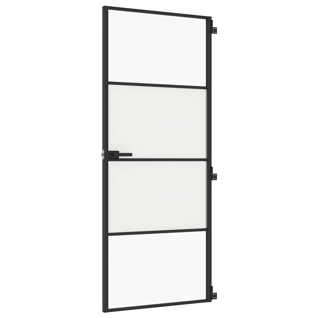vidaXL Interiérové dveře úzké černé 83x201,5 cm tvrzené sklo a hliník