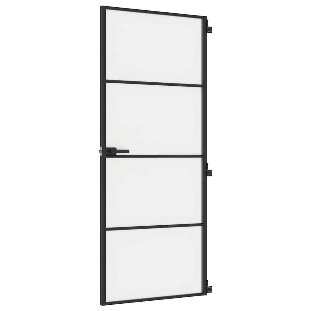 vidaXL Interiérové dveře úzké černé 83x201,5 cm tvrzené sklo a hliník