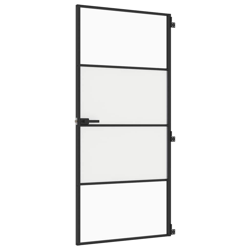 vidaXL Interiérové dveře úzké černé 93x201,5 cm tvrzené sklo a hliník