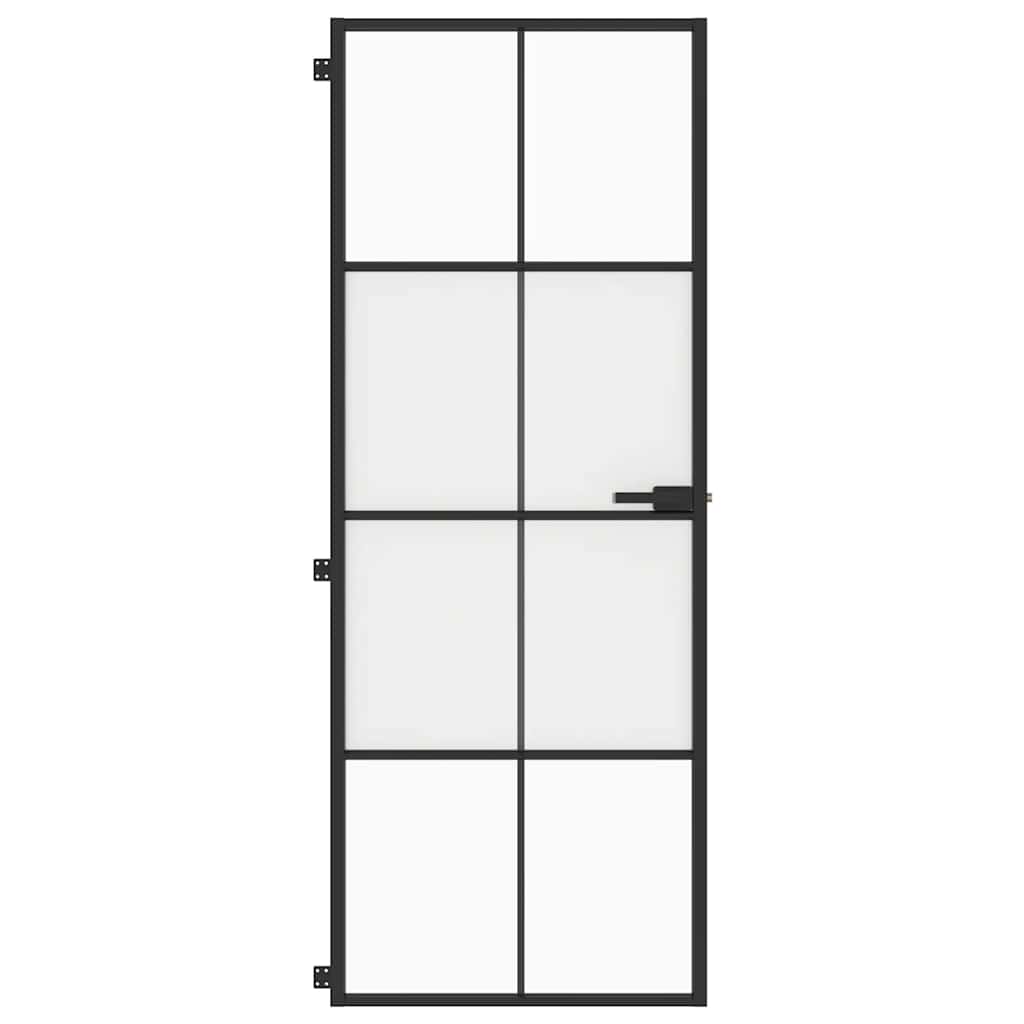 vidaXL Binnendeur smal 76x201,5 cm gehard glas en aluminium zwart