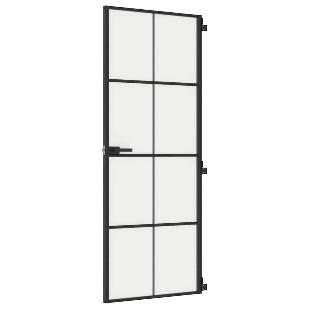 Thumbnail - vidaXL Innentür Schlank Schwarz 76x201,5 cm Hartglas und Aluminium