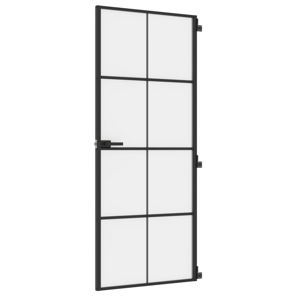 Ușă de interior negru 83×201,5 cm sticlă securiz./aluminiu slim