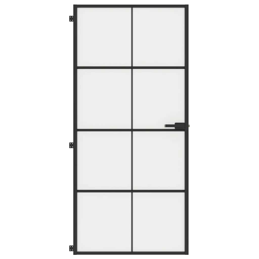 vidaXL Ușă de interior negru 93x201,5 cm sticlă securiz./aluminiu slim