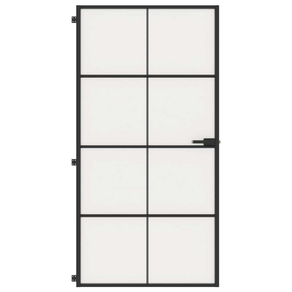 vidaXL Ușă interior negru 102,5x201,5 cm sticlă securiz./aluminiu slim