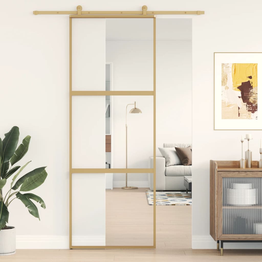 Schiebetür Golden 76×205 cm ESG-Klarglas und Aluminium