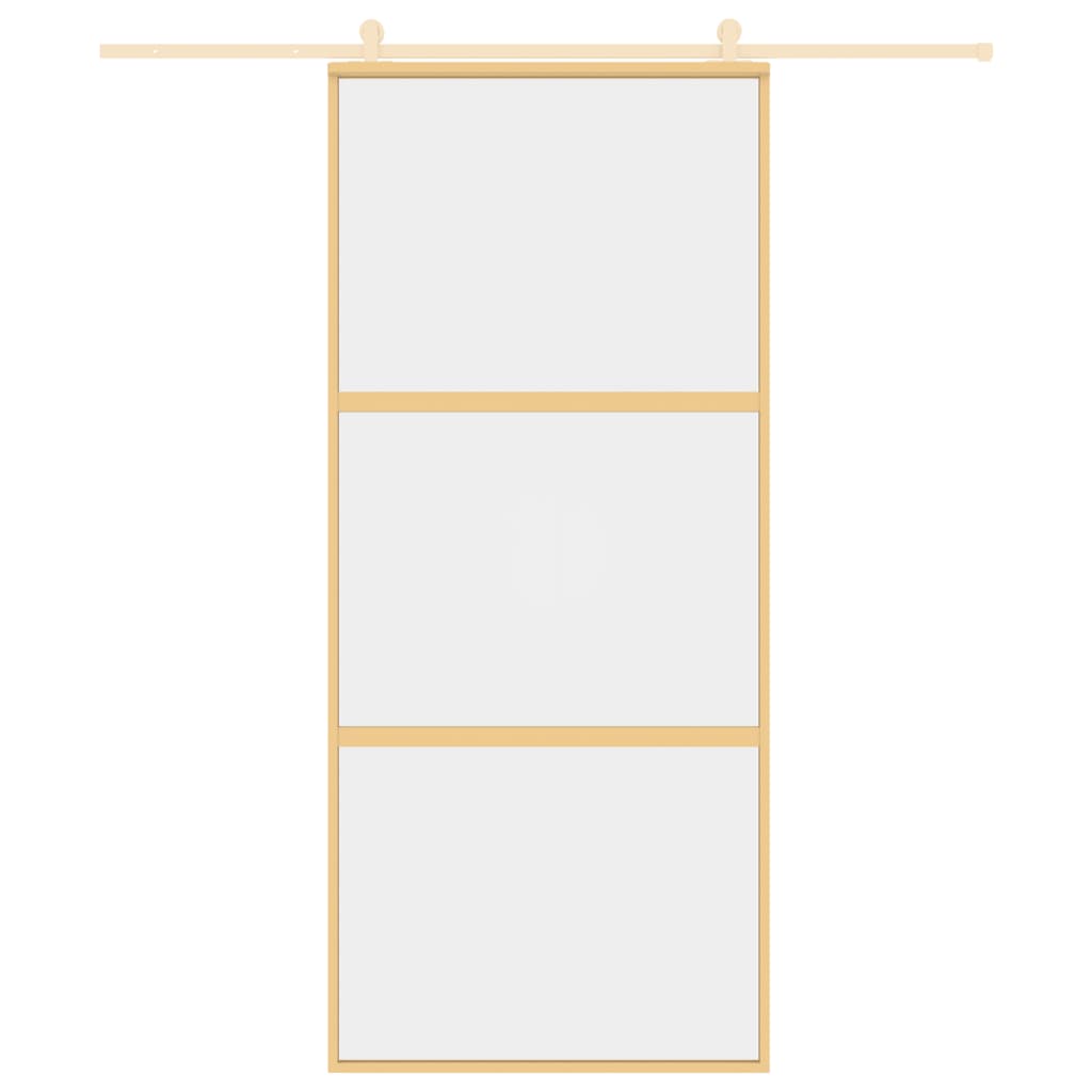 vidaXL Schuifdeur 90x205 cm helder ESG-glas en aluminium goudkleurig afbeelding