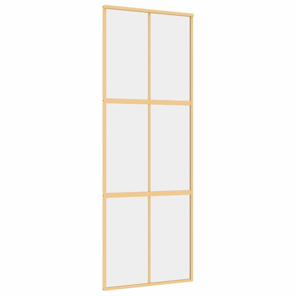 vidaXL Posuvné dveře zlaté 76 x 205 cm čiré ESG sklo a hliník