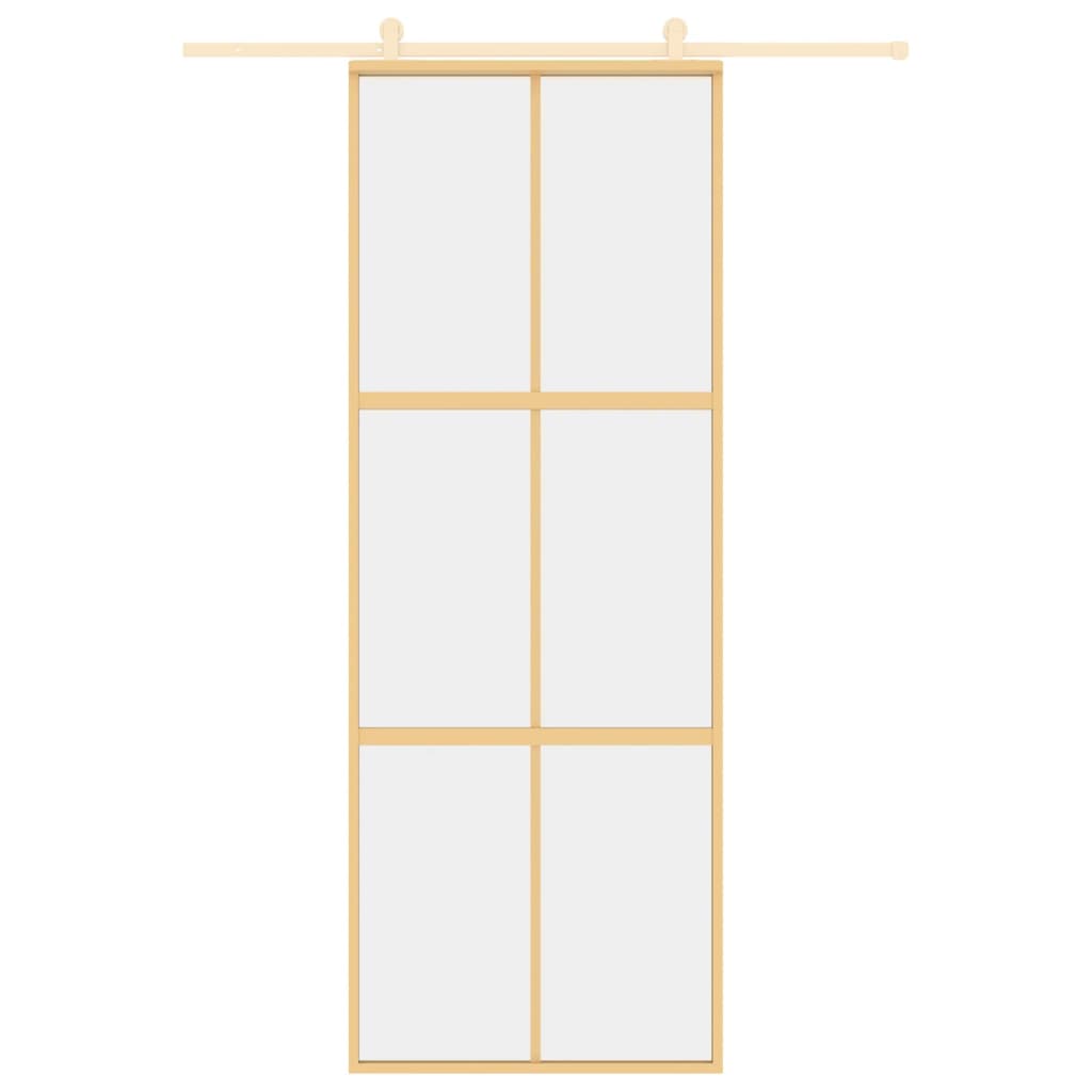 vidaXL Schuifdeur 76x205 cm helder ESG-glas en aluminium goudkleurig afbeelding