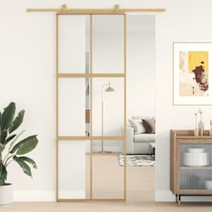 vidaXL liuguks, kuldne, 76x205 cm, l&auml;bipaistev ESG-klaas ja alumiinium