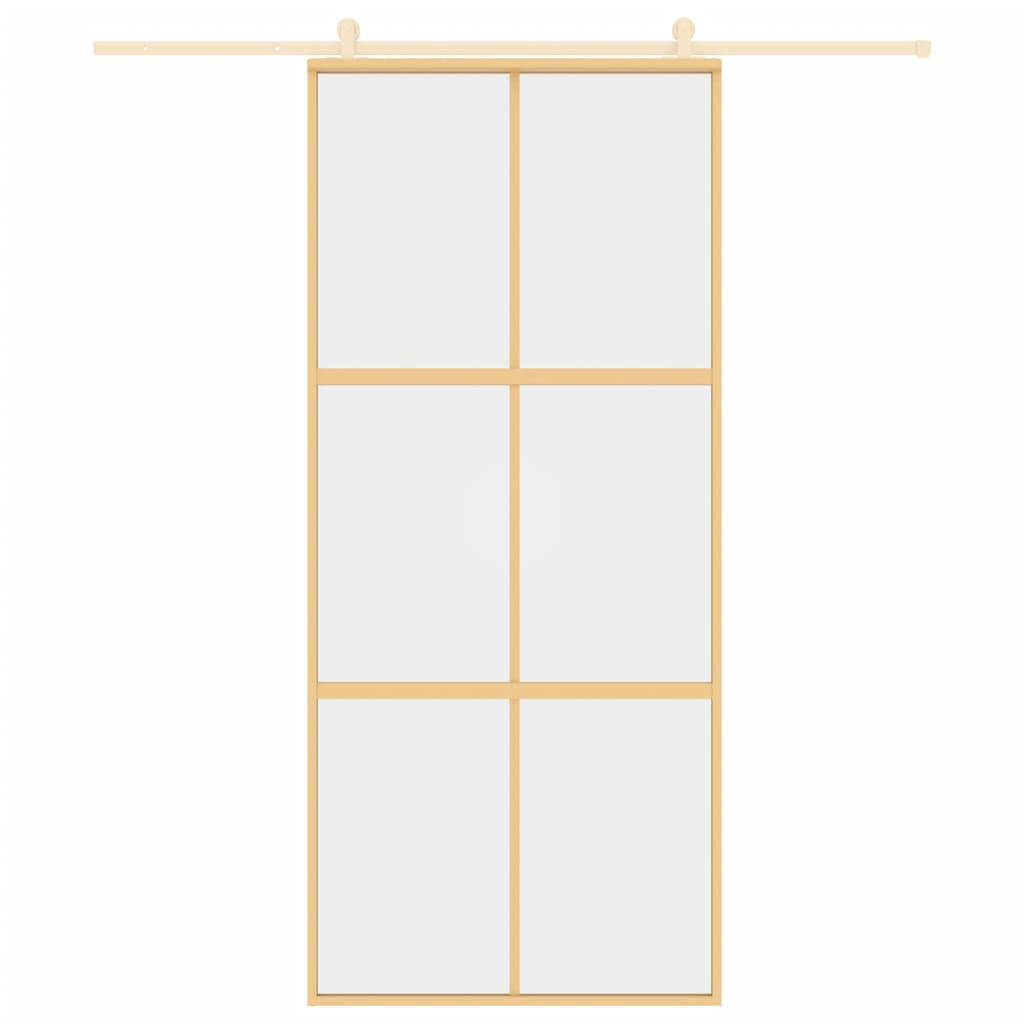 vidaXL Schuifdeur 90x205 cm helder ESG-glas en aluminium goudkleurig afbeelding