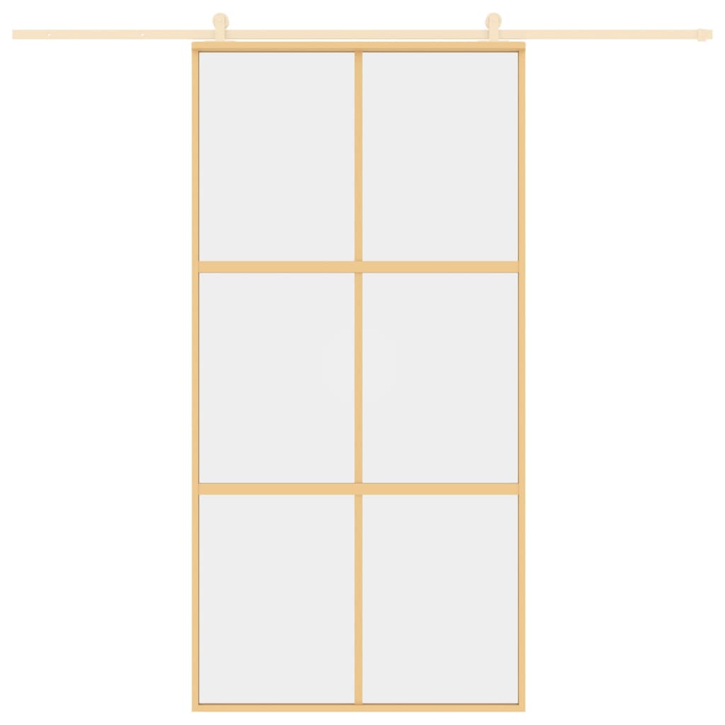 vidaXL Schuifdeur 102,5x205 cm helder ESG-glas en aluminium goudkleur afbeelding