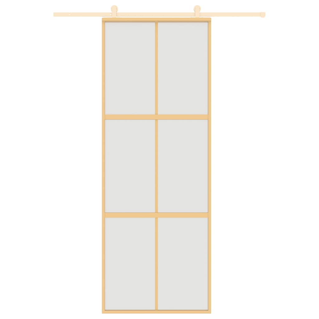vidaXL Schuifdeur 76x205 cm mat ESG-glas en aluminium goudkleurig