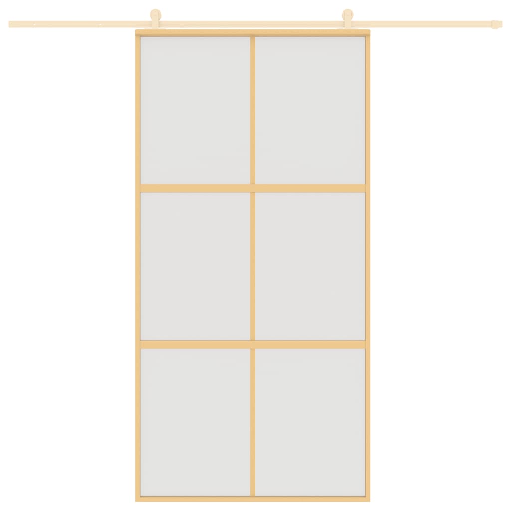 vidaXL Posuvné dvere zlaté 102,5x205 cm matné ESG sklo a hliník