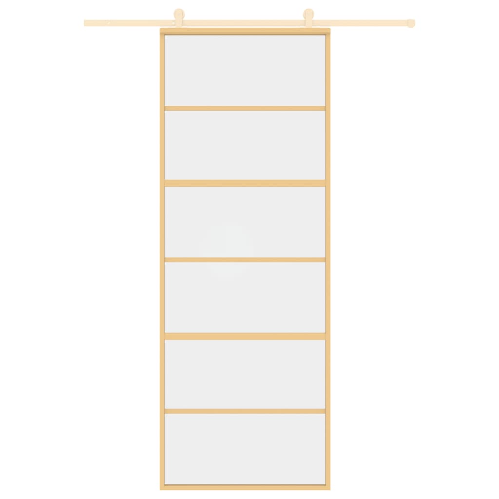vidaXL Schuifdeur 76x205 cm helder ESG-glas en aluminium goudkleurig afbeelding
