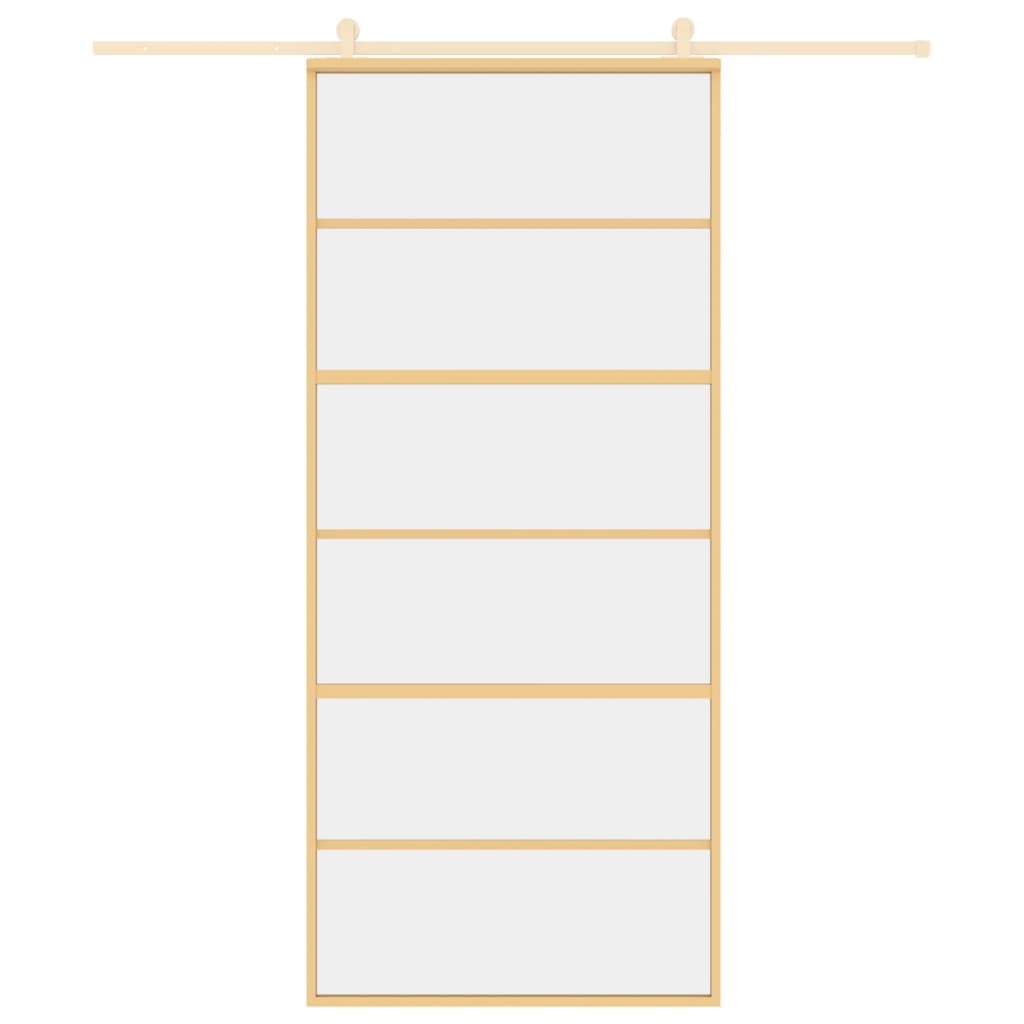 vidaXL Schuifdeur 90x205 cm helder ESG-glas en aluminium goudkleurig afbeelding