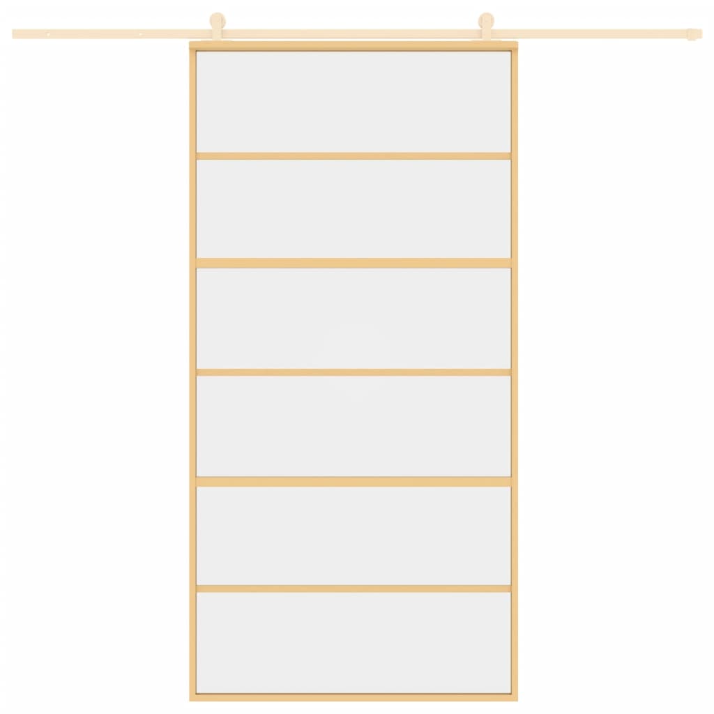 vidaXL Schuifdeur 102,5x205 cm helder ESG-glas en aluminium goudkleur afbeelding