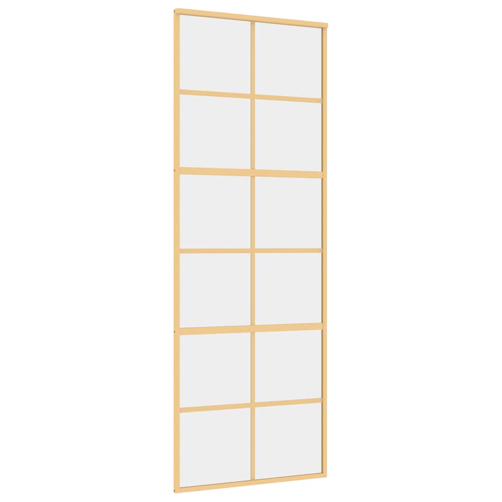 vidaXL Posuvné dveře zlaté 76 x 205 cm čiré ESG sklo a hliník