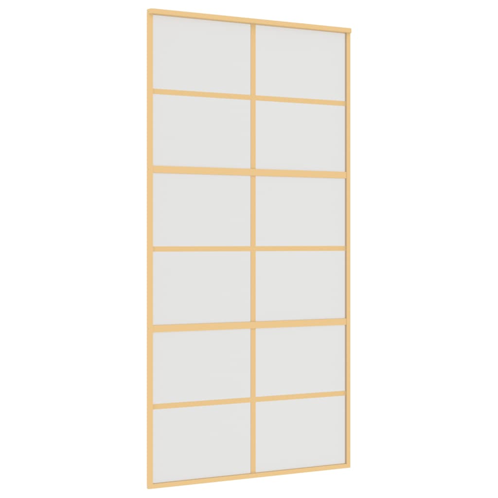 vidaXL Posuvné dveře zlaté 102,5 x 205 cm mléčné ESG sklo a hliník