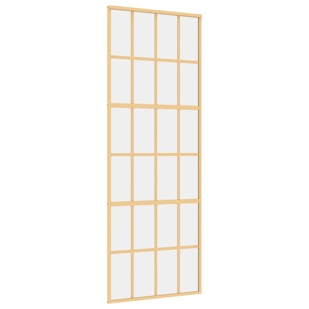 vidaXL Posuvné dveře zlaté 76 x 205 cm čiré ESG sklo a hliník